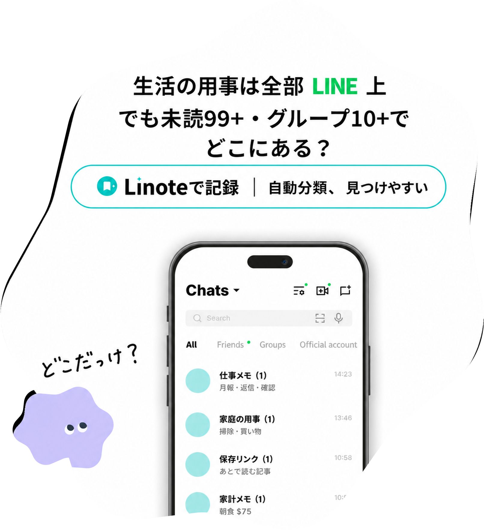 生活の用事をLINEで管理するLinoteの説明画像